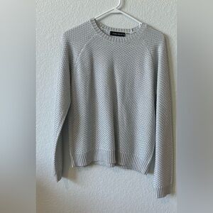 Ivanka Trump Silver Metallic Textured Knit Sweater Size M Crewneck